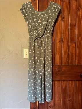 Kids Floral One-Piece Jumpsuit - Sage Green